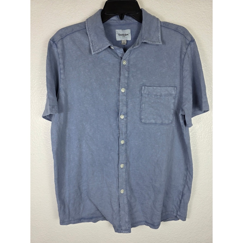 Goodfellow & Co Mens Blue Slub Cotton Short Sleeve Button Down Shirt S G931L3